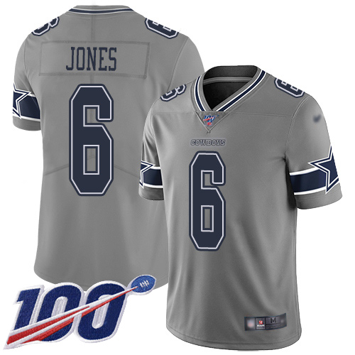 Men Dallas Cowboys Limited Gray Chris Jones #6 100th Season Inverted Legend NFL Jersey->nfl t-shirts->Sports Accessory